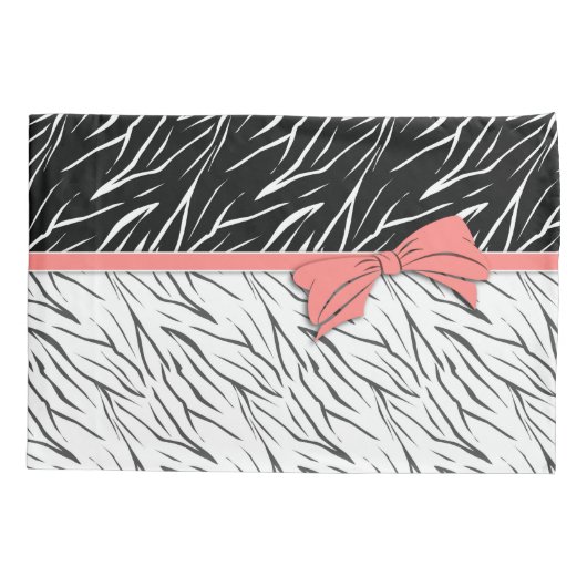 Zebra-Haut Schwarz-weiße Tigerstreifen pink Kissenbezug (Rückseite)