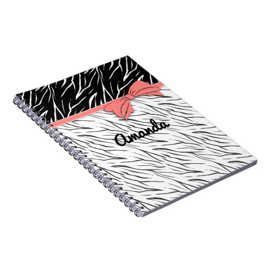 Zebra-Haut Schwarz-weiße Tigerstreifen pink Notizblock (Rechte Seite)