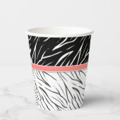 Zebra-Haut Schwarz-weiße Tigerstreifen pink Pappbecher (Vorderseite)
