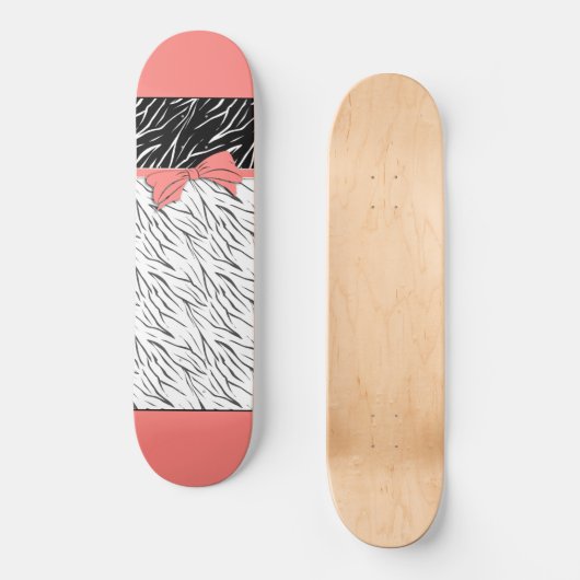 Zebra-Haut Schwarz-weiße Tigerstreifen pink Skateboard (Vorderseite)