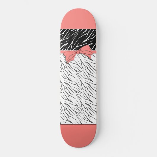 Zebra-Haut Schwarz-weiße Tigerstreifen pink Skateboard (Vorderseite)