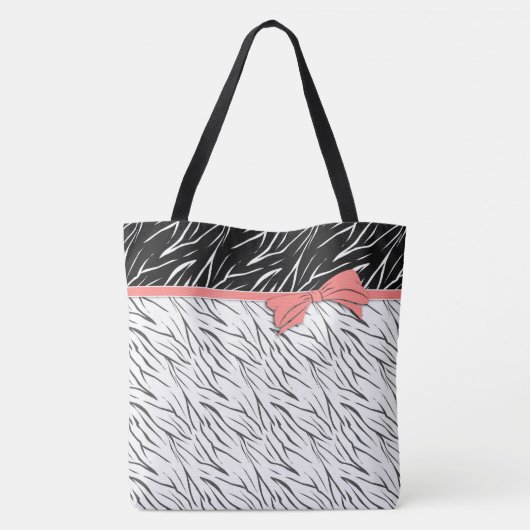 Zebra-Haut Schwarz-weiße Tigerstreifen pink Tasche (Rückseite)
