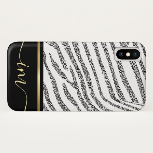 Zebra Hautfarbe Schwarz-Weiß, monogramiert Case-Mate iPhone Hülle (Rückseite (Horizontal))