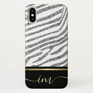 Zebra Hautfarbe Schwarz-Weiß, monogramiert Case-Mate iPhone Hülle