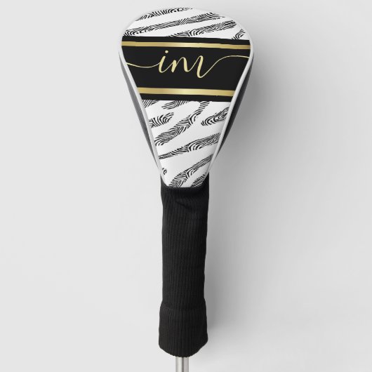 Zebra Hautfarbe Schwarz-Weiß, monogramiert Golf Headcover (Vorderseite)