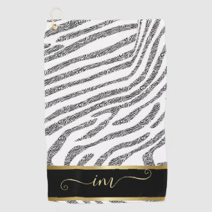 Zebra Hautfarbe Schwarz-Weiß, monogramiert Golfhandtuch