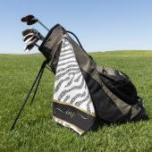 Zebra Hautfarbe Schwarz-Weiß, monogramiert Golfhandtuch (Gras)