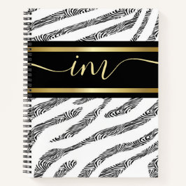 Zebra Hautfarbe Schwarz-Weiß, monogramiert Notizblock