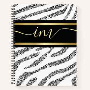 Zebra Hautfarbe Schwarz-Weiß, monogramiert Notizblock