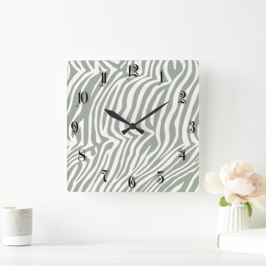 Zebra-Hautmuster Quadratische Wanduhr (Zuhause)