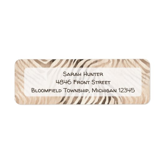 Zebra-Hauttier, Dschungelsafari-Rücksendeadresse (Vorne)