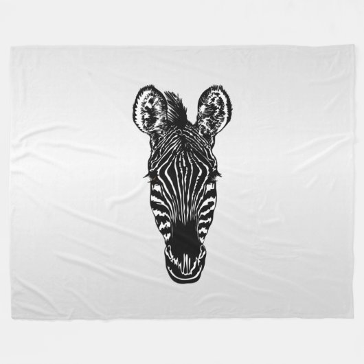 Zebra Head auf Silver Fleecedecke (Vorderseite (Horizontal))