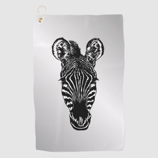 Zebra Head auf Silver Golfhandtuch (Vorderseite)