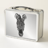 Zebra Head auf Silver Metall Brotdose (Rückseite)