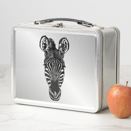Zebra Head auf Silver Metall Brotdose (Beispiel)