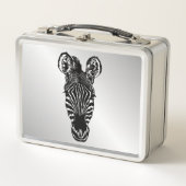 Zebra Head auf Silver Metall Brotdose (Vorderseite)