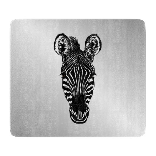 Zebra Head auf Silver Schneidebrett (Vorderseite)