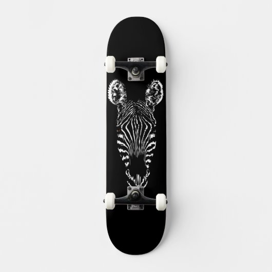 Zebra Head Black Skateboard (Vorderseite)