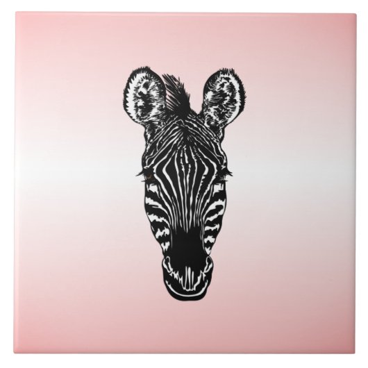 Zebra Head in Rosa Fliese (Vorderseite)