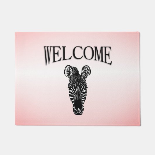 Zebra Head in Rosa Fußmatte (Vorderseite)