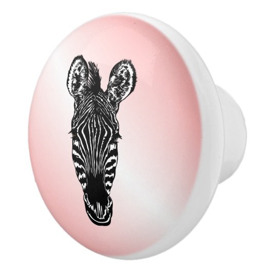 Zebra Head in Rosa Keramikknauf (Rechts)
