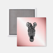 Zebra Head in Rosa Magnet (Vorderseite/Rückseite)