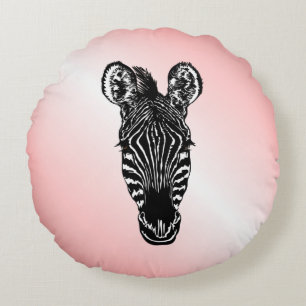 Zebra Head in Rosa Rundes Kissen