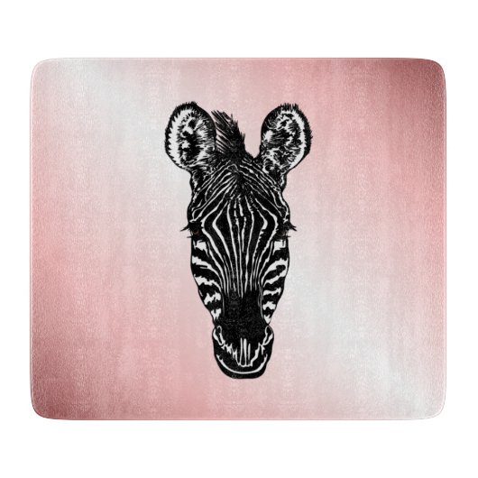 Zebra Head in Rosa Schneidebrett (Vorderseite)