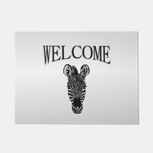 Zebra Head on Silver Welcome Fußmatte (Vorderseite)