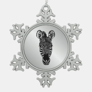 Zebra Head Schneeflocken Zinn-Ornament