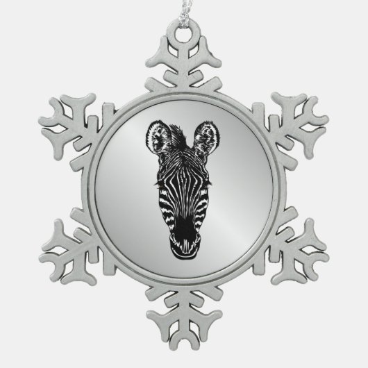 Zebra Head Schneeflocken Zinn-Ornament (Vorderseite)