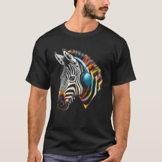 Zebra Headphones Artwork Music Animal Motif Zebra T-Shirt