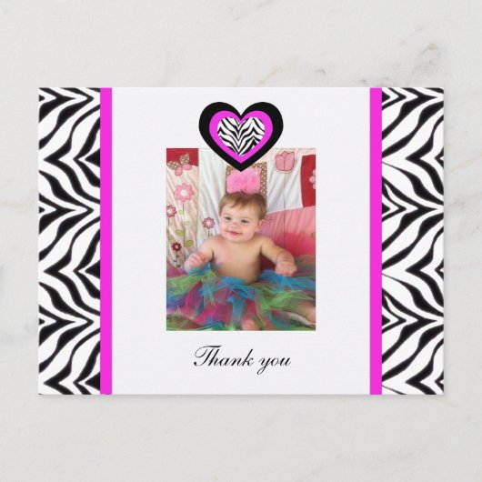 Zebra Heart: Bild: Danke Postcard Postkarte (Vorderseite)