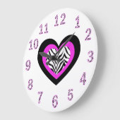 Zebra Heart Clock Große Wanduhr (Winkel)