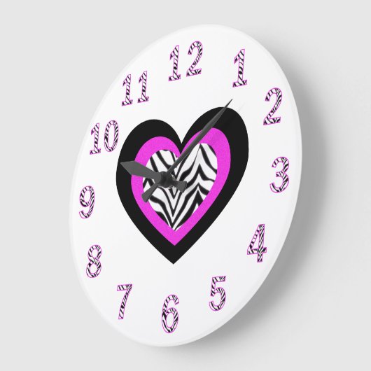 Zebra Heart Clock Große Wanduhr (Winkel)