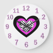 Zebra Heart Clock Große Wanduhr (Vorderseite)