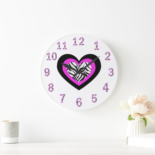 Zebra Heart Clock Große Wanduhr (Zuhause)