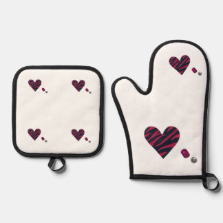 Zebra-heart Ofenhandschuh & Topflappen-Set
