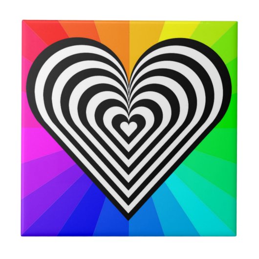 ZEBRA HEART RAINBOW PATTERN FLIESE (Vorderseite)