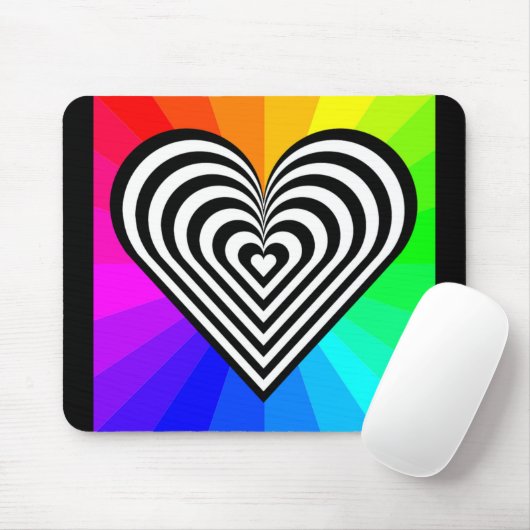 ZEBRA HEART RAINBOW PATTERN MOUSEPAD (Mit Mouse)