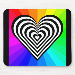 ZEBRA HEART RAINBOW PATTERN MOUSEPAD