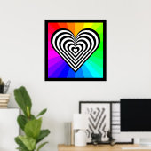 ZEBRA HEART RAINBOW PATTERN POSTER (Heimbüro)