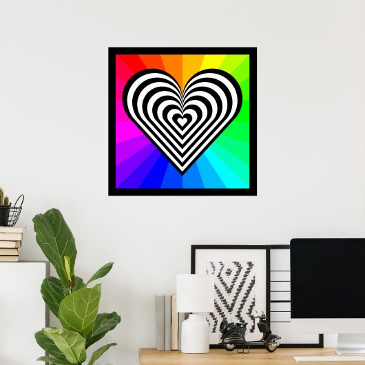 ZEBRA HEART RAINBOW PATTERN POSTER (Heimbüro)