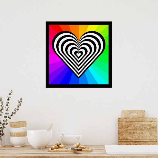 ZEBRA HEART RAINBOW PATTERN POSTER (Küche)