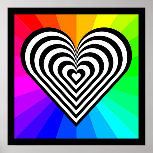 ZEBRA HEART RAINBOW PATTERN POSTER (Vorne)