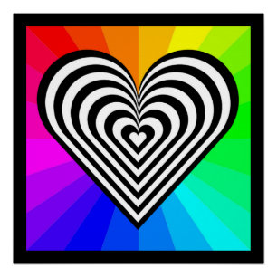 ZEBRA HEART RAINBOW PATTERN POSTER