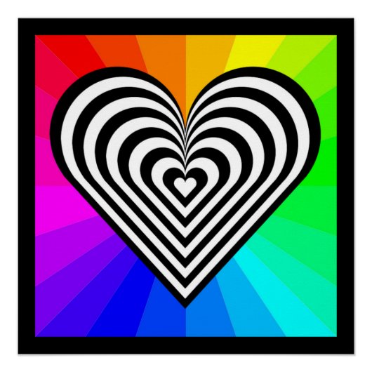 ZEBRA HEART RAINBOW PATTERN POSTER (Vorderseite)