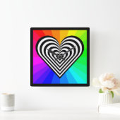 ZEBRA HEART RAINBOW PATTERN QUADRATISCHE WANDUHR (Zuhause)