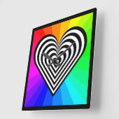 ZEBRA HEART RAINBOW PATTERN QUADRATISCHE WANDUHR (Winkel)