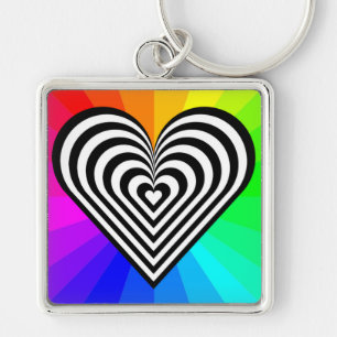 ZEBRA HEART RAINBOW PATTERN SCHLÜSSELANHÄNGER